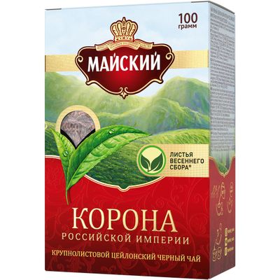 Чай МАЙСКИЙ Корона Российской Империи черный крупнолистовой 100г *16