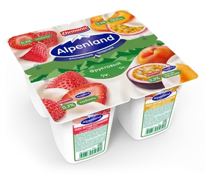 Йогуртный продукт Alpenland Легкий 0,3% Клубника/Персик и маракуйя, 95г