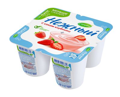 Йогурт Кампина Нежный с соком клубники 1,2% 100г стакан