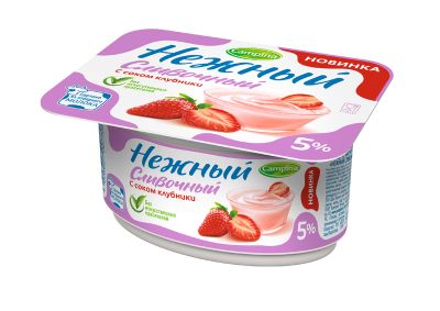 Продукт йогуртовый Кампина Нежный сливочный с соком клубника 5% 100г
