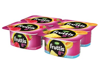 Йогуртный продукт Fruttis 8% Малина/Ананас-дыня, 115г