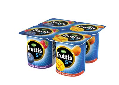 Йогуртный продукт Fruttis 5% Малина-черника/Абрикос-манго, 115г