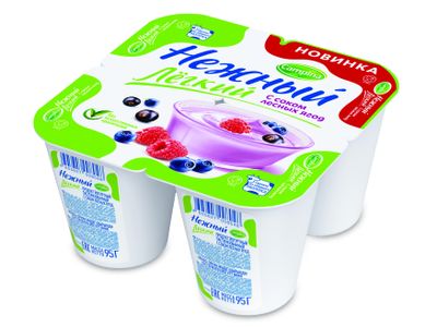 Йогурт Кампина Нежный легкий с соком лесных ягод 0,1% 95г стакан