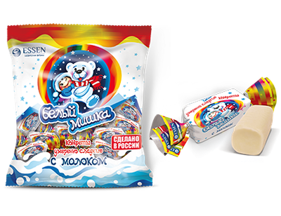 Конфеты ЭССЕН Белый мишка арахис ф/п 500г