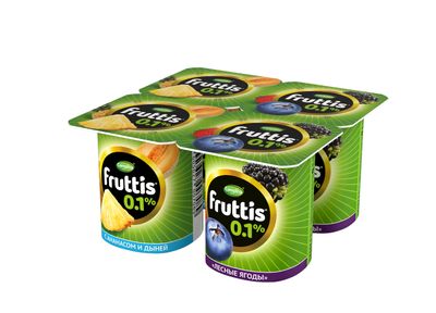 Йогуртный продукт Fruttis 0,1% Ананас-дыня/Лесные ягоды, 110г