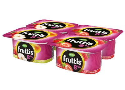 Йогуртный продукт Fruttis 8% Клубника/Яблоко-груша, 115г