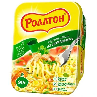 Лапша Роллтон куриная по-домашнему лоток 90г (24)