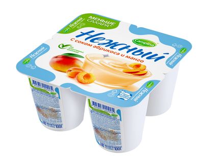 Йогурт Кампина нежный с соком абр-манго 1,2% 100г стакан