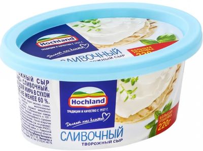 Сыр творожный Hochland Сливочный, ванночка, 220г