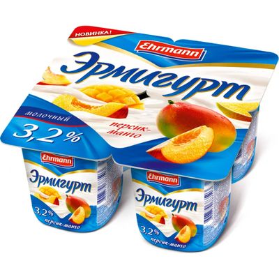 Йогурт Эрмигурт персик/манго 3,2%, 100г