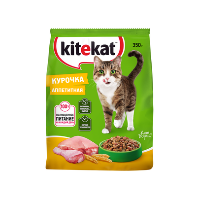 Сухой полнорационный корм Kitekat для взрослых кошек Курочка Аппетитная, 350г