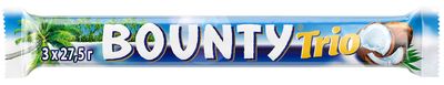 Шоколадный батончик Bounty Trio 82,5г