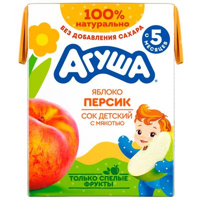 Сок с мякотью Агуша Яблоко-Персик, 200мл