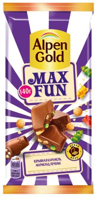 Шоколад Alpen Gold МаксФан мол. со взр кар, марм и печ 14*140г