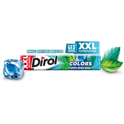 Жевательная резинка Dirol Colors XXL Ассорти мятных вкусов 19г