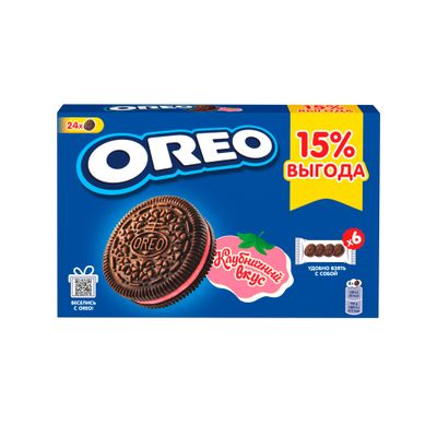 Печенье Oreo с какао и начинкой с вкусом клубники 228г