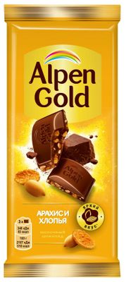 Шоколад Alpen Gold молочный Арахис и хлопья 80г