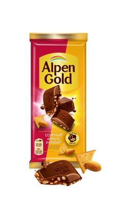 Шоколад Alpen Gold молочный Соленый арахис и крекер 80г