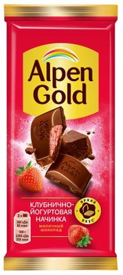 Шоколад Alpen Gold молочный Клубнично-йогуртовая начинка 80г