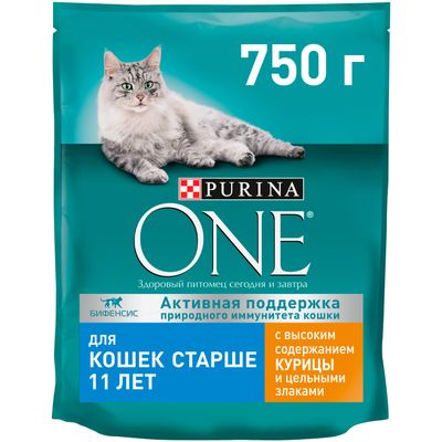 Пурина Ван 750г Сух корм д/к старше 11 лет курица, злаки