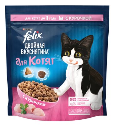 FELIX  Двойная Вкуснятина для котят 600г Сухой корм Курица