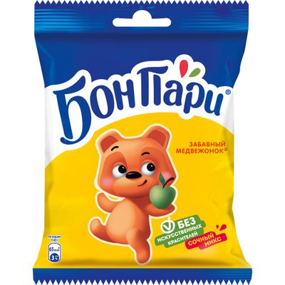Мармелад Бон Пари Забавный медвежонок  жевательный фигурный со вкусом фруктов15*75г