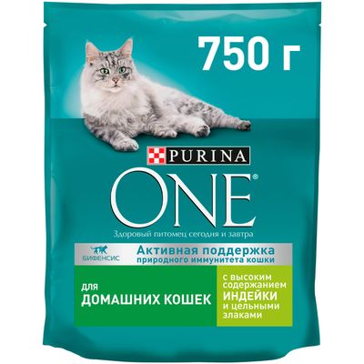 Пурина Ван 750г Сух корм д/к домашних индейка, цельные злаки