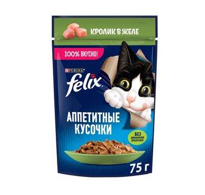 Феликс 75г Конс д/к кусочки в желе кролик