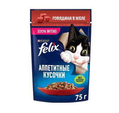 Феликс 75г Конс д/к кусочки в желе говядина
