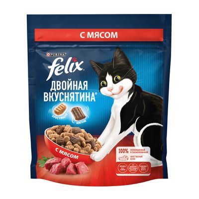 Феликс Двойная Вкуснятина 600г Сухой корм птица