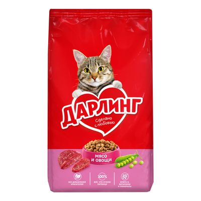 Дарлинг Сухой корм д/кошек мясо,овощи 760г