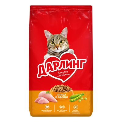 Дарлинг Сухой корм д/кошек птица,овощи 760г