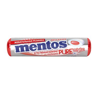 Жевательная резинка Mentos Pure White Клубника, 15,5г