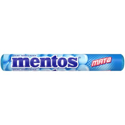 Жевательные драже Mentos Мята, 37,5г Жевательные драже Mentos Мята, 37,5г