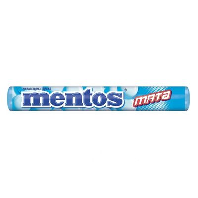Жевательные драже Mentos Мята, 37,5г Жевательные драже Mentos Мята, 37,5г