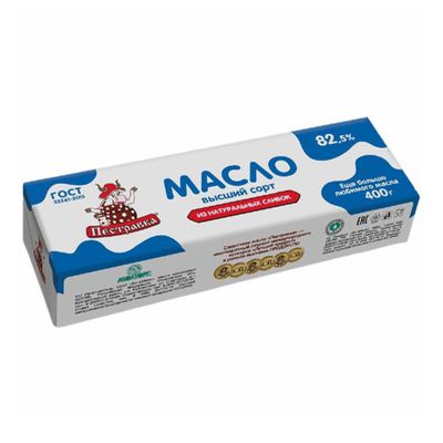 Масло Пестравка Традиционное сливочное 82,5% Фольга 400 г Масло Пестравка Традиционное сливочное 82,5% Фольга 400 г