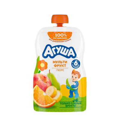 Пюре фруктовое Агуша Мультифрукт, пауч, 90г 