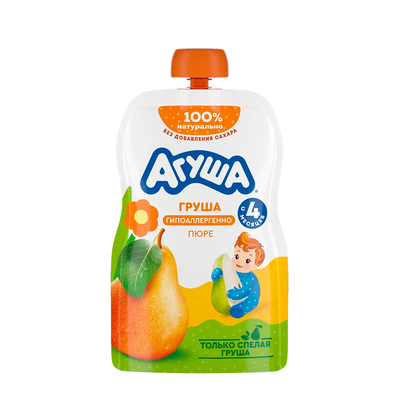 Пюре фруктовое Агуша Груша, пауч, 90г