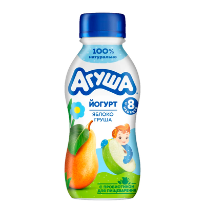 Йогурт питьевой 2,7% Агуша Яблоко-груша, 180г