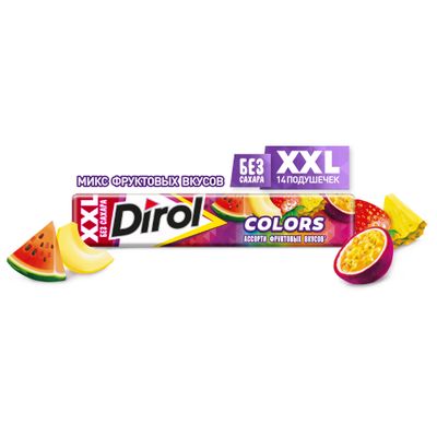 Жевательная резинка Dirol XXL COLORS ассорти фруктовых вкусов, 19г