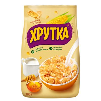 Готовый завтрак Хрутка хлопья медовые хрустящие, обогащенные кальцием12*300г