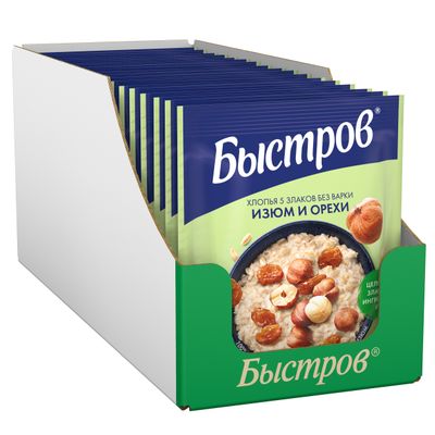 БЫСТРОВ Хлопья 5 Злаков ИзюмОрех 17х40г