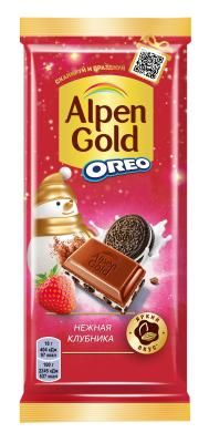 Шоколад Alpen Gold Oreo молочный Нежная Клубника 85г