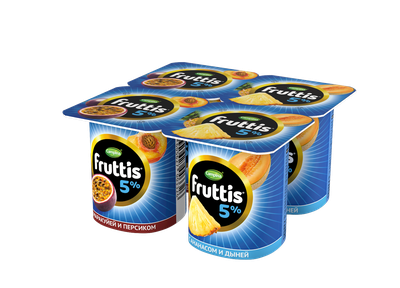 Йогуртный продукт Fruttis 5% Персик-маракуйя/Ананас-дыня, 115г