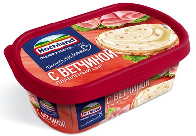 Сыр плавленый Hochland с ветчиной, ванночка, 200г