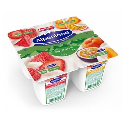 Йогуртный продукт Alpenland Легкий 0,3% Клубника/Персик и маракуйя,  95г