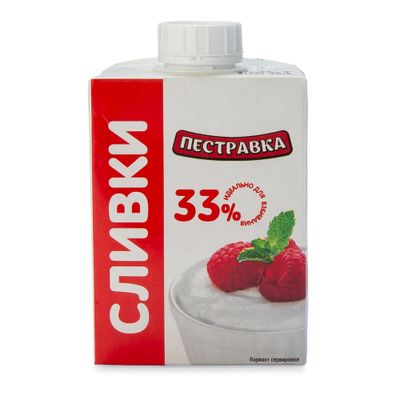 Сливки Пестравка 33% ультрапастеризованные ТБА 0,5л