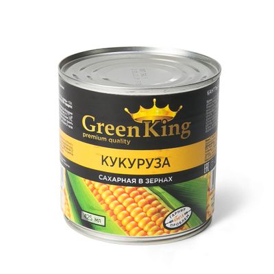 Кукуруза Green King сахарная в зернах стерилиз. ж/б 425 мл (сухой вес 250 г), Китай