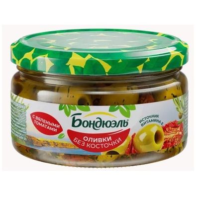Оливки Бондюэль без косточки с вялеными томатами 250 мл