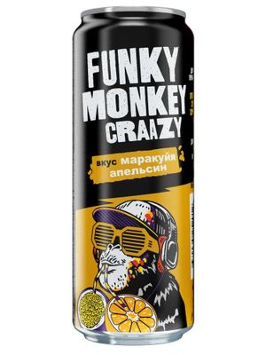 Газированный напиток Фанки Манки Крейзи вкус Маракуйя-Апельсин б/а ж/б 0,45*12